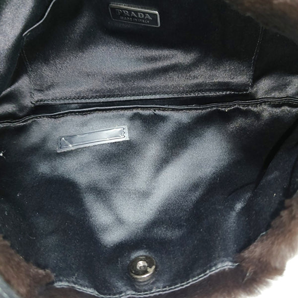 Fur Top Handle Bag Brown