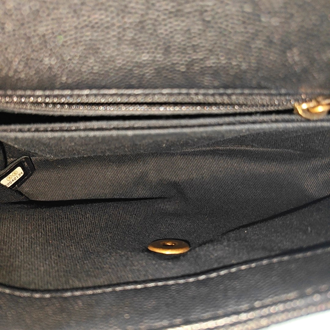 COCO HANDLE Small Quilted Grained Calfskin Black