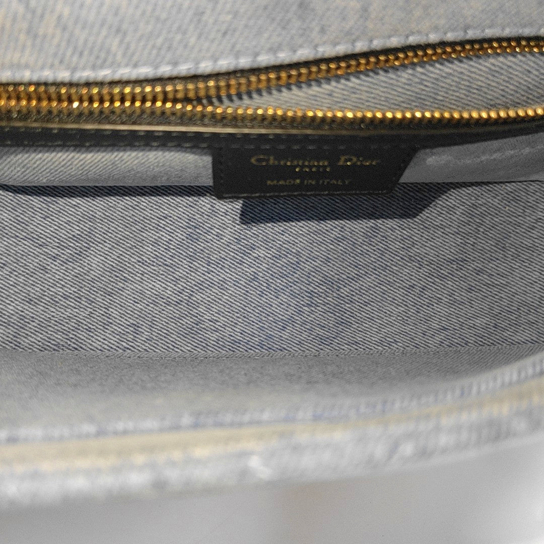 Dior Caro Medium Quilted Denim Blue