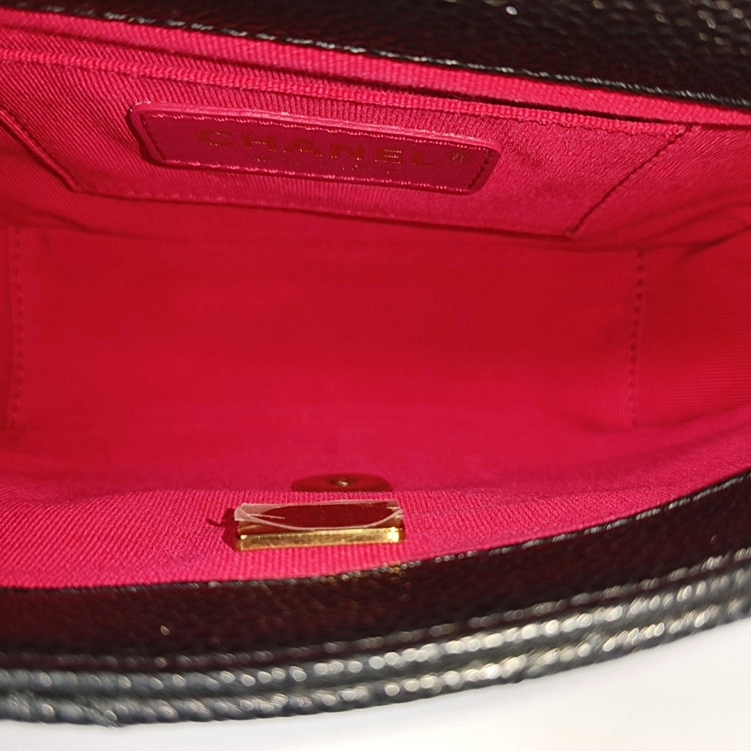 CLASSIC FLAP Mini Quilted Grained Calfskin Black