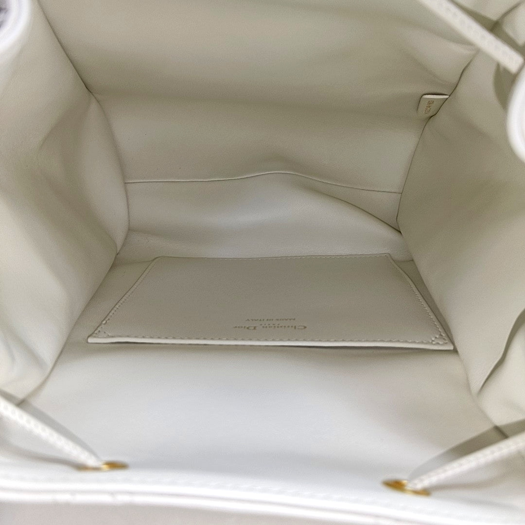 Dior Caro Medium Cannage Lambskin White