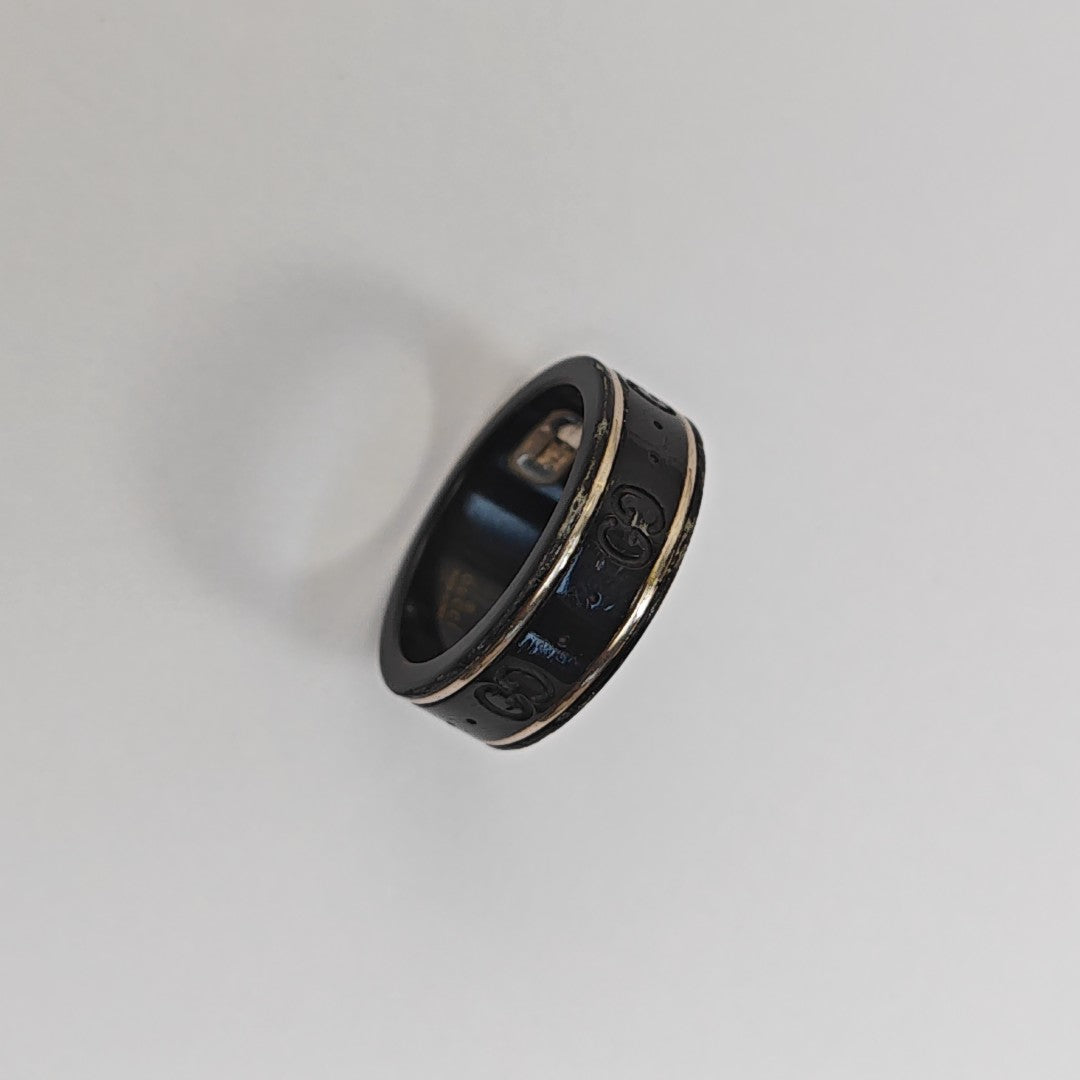 Icon 18k White Gold Black Ring EU 53