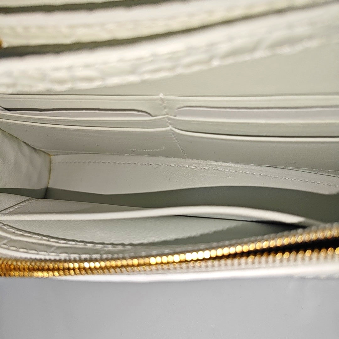 Hourglass Wallet On Chain Mini Calfskin White