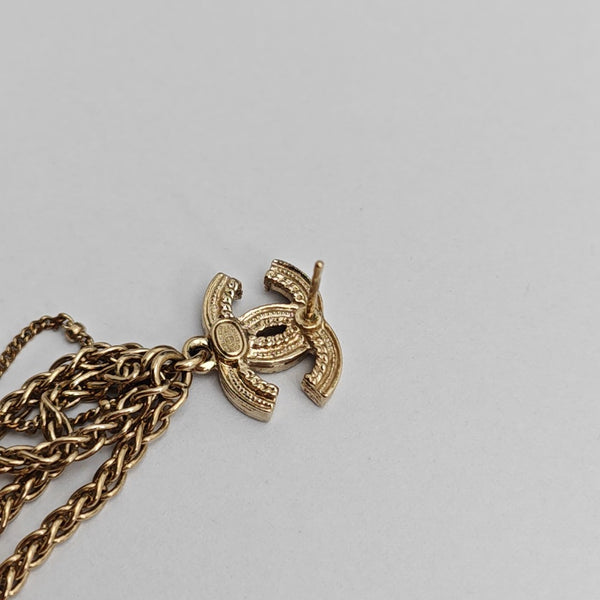 CC Logo Metal Gold Stud Earrings