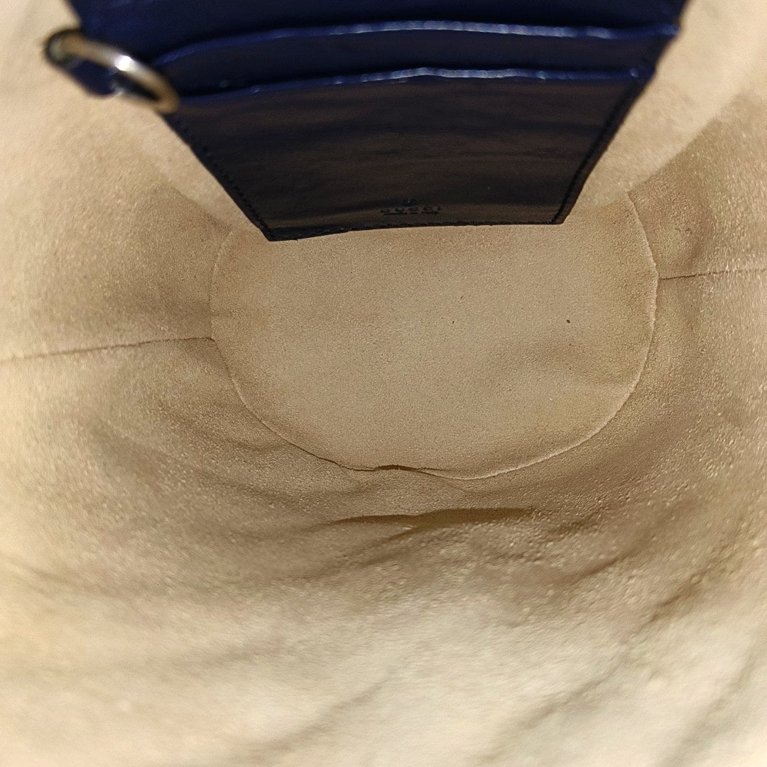 Authenticated pre-owned  GG Marmont Mini Quilted Calfskin Blue - Bucket Bag at Looply