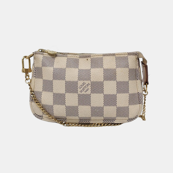 Authenticated pre-owned  ACCESSOIRES Mini Damier Azur Coated Canvas White - Top Handle Bag at Looply