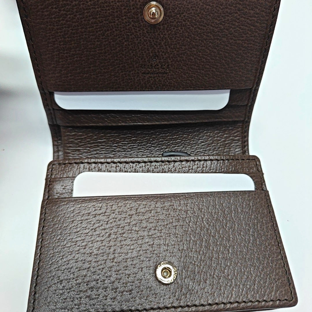 Ophidia Mini Monogram Coated Canvas Brown Card Holder