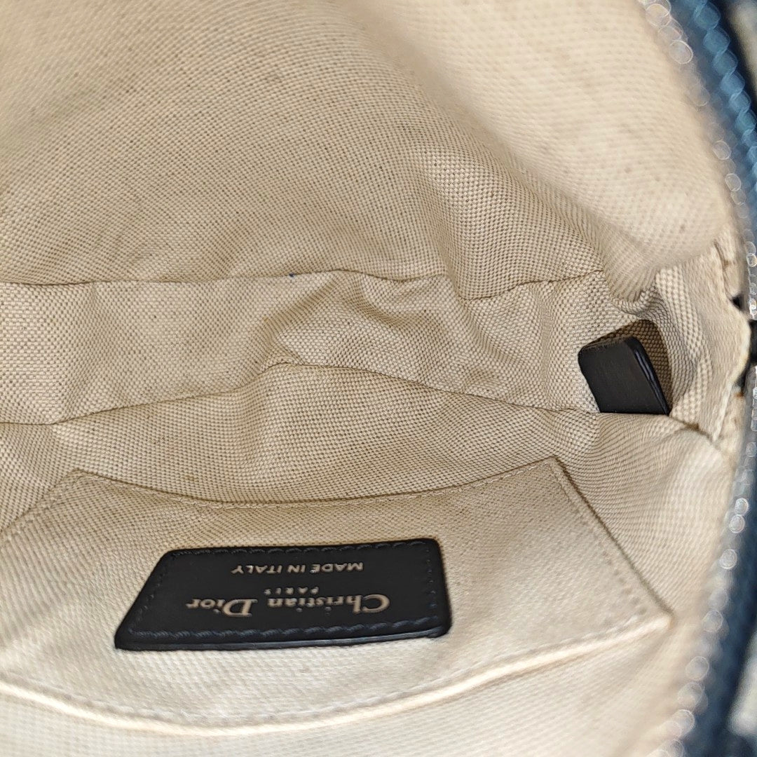 Oblique Canvas Shoulder Bag Small Blue