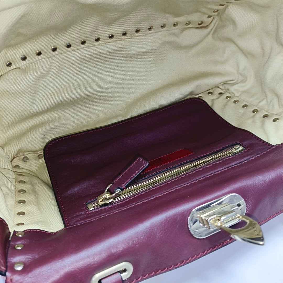 Rockstud Small Calfskin Red