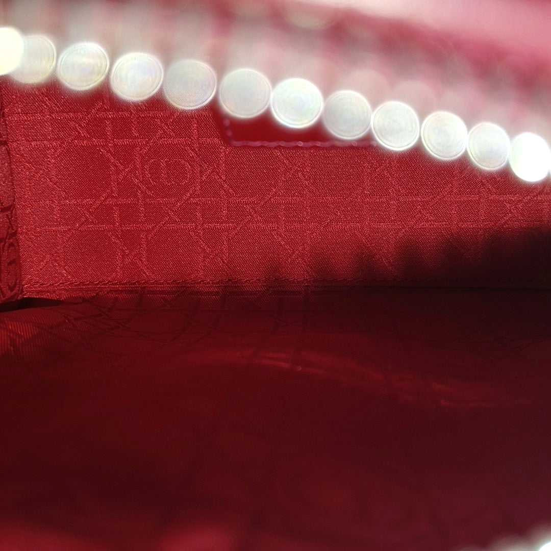 Lady Dior Medium Cannage Patent Leather Red