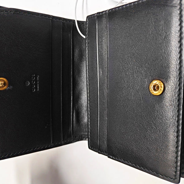 GG Marmont Mini Quilted Calfskin Black Card Holder
