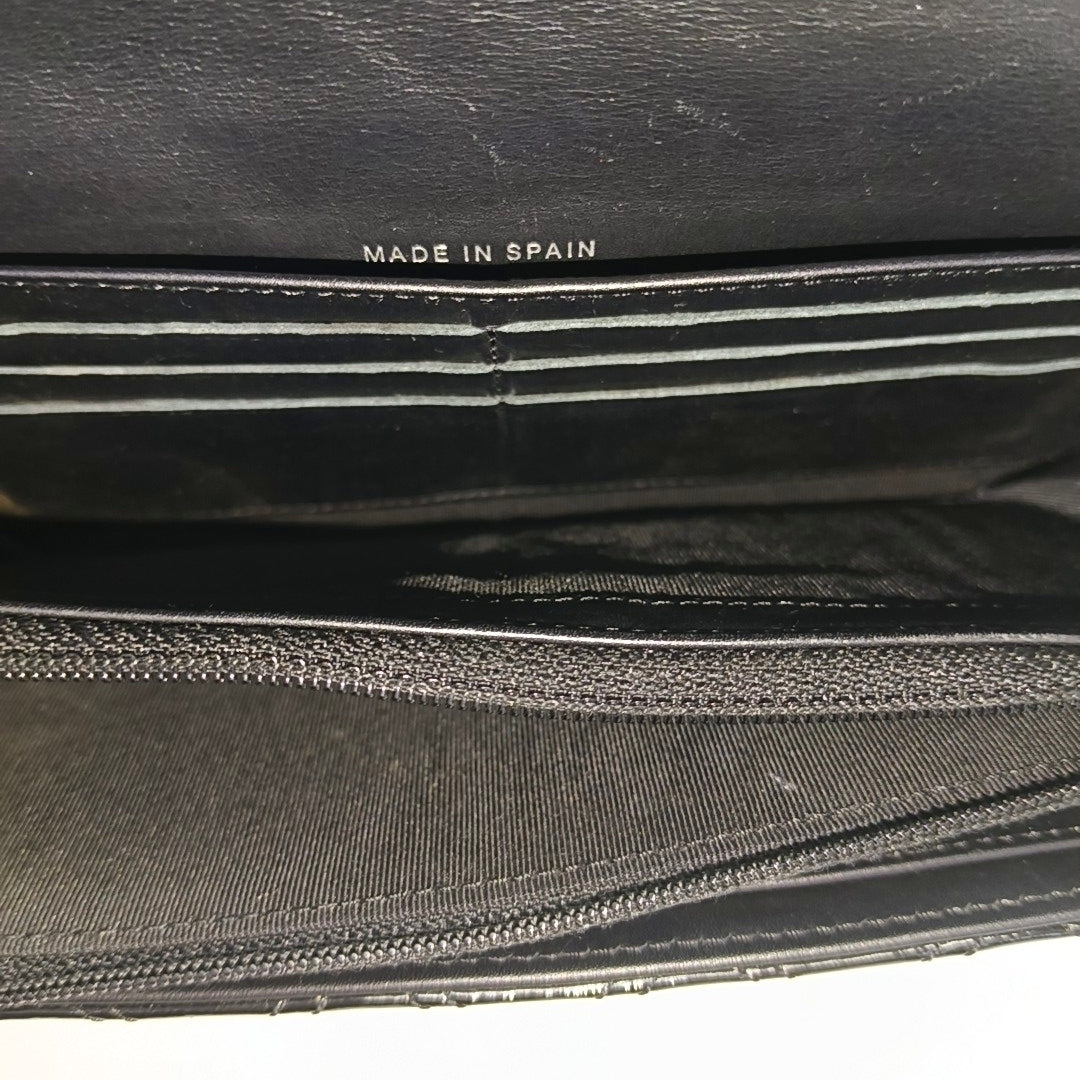 Quilted Patent Leather Wallet Black