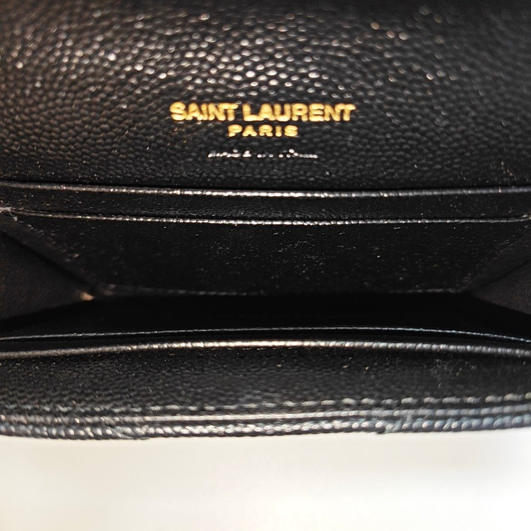 MONOGRAM Small Chevron Calfskin Black Card Holder