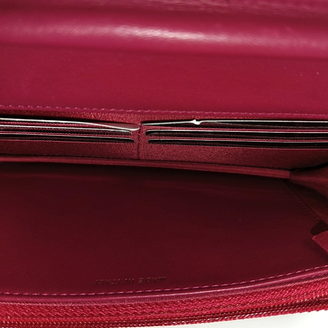 Chevron Calfskin Crossbody Bag Red