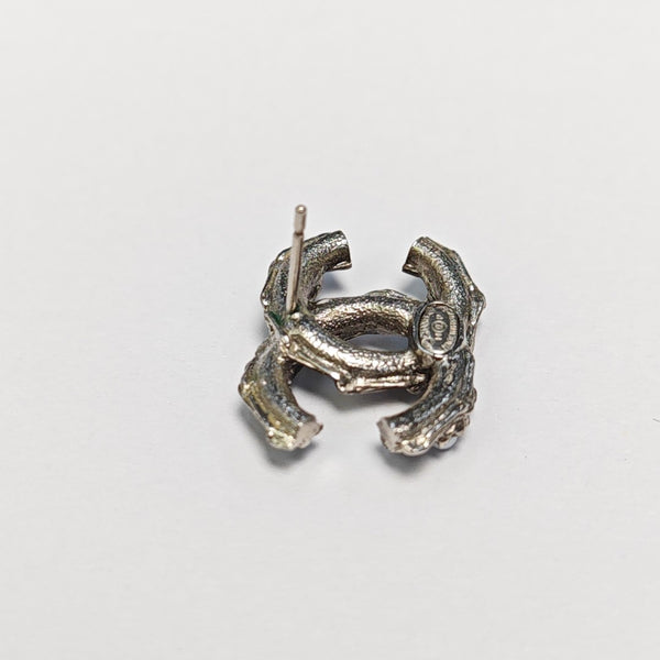 CC Logo Metal Gray Stud Earrings