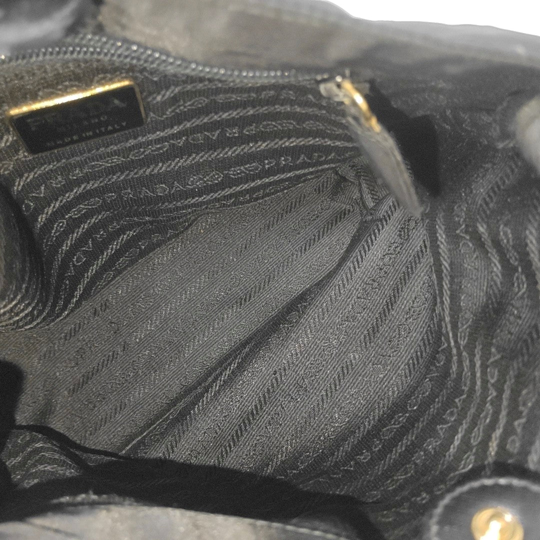 Quilted Nylon Shoulder Bag Black