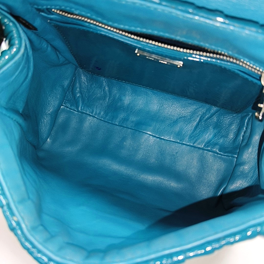 Quilted Patent Leather Shoulder Bag Green