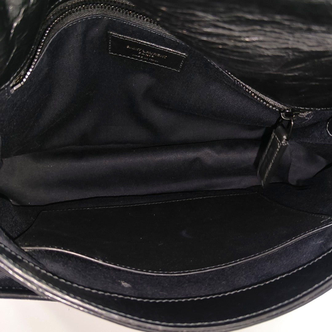 NIKI Medium Chevron Calfskin Black