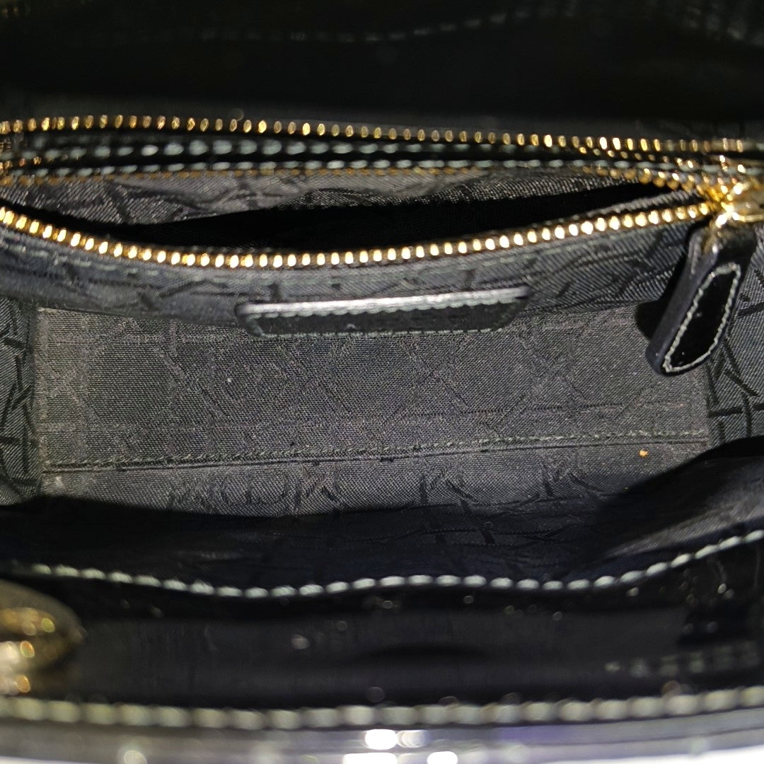 Lady Dior Mini Quilted Patent Leather Black