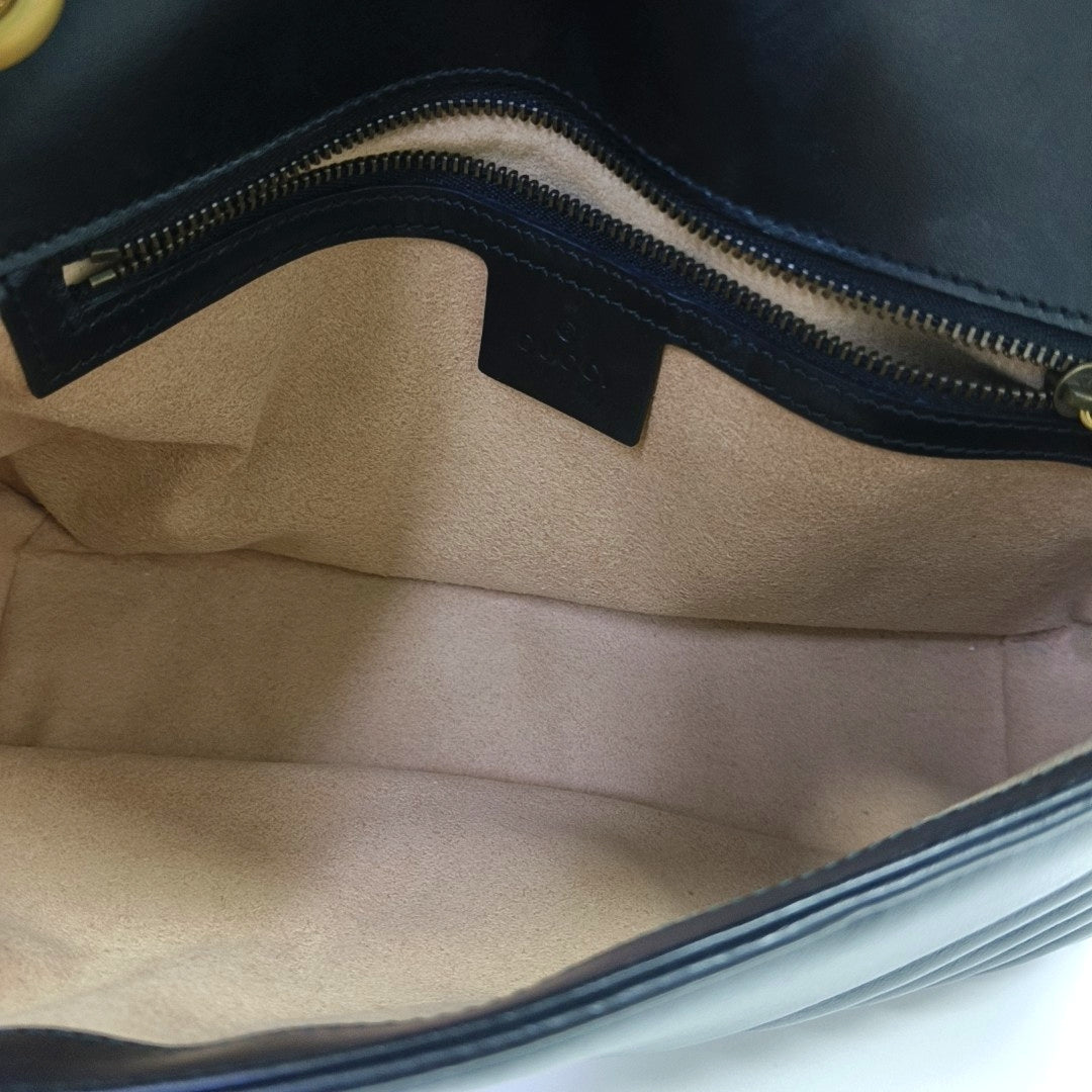 GG Marmont Small Quilted Calfskin Black