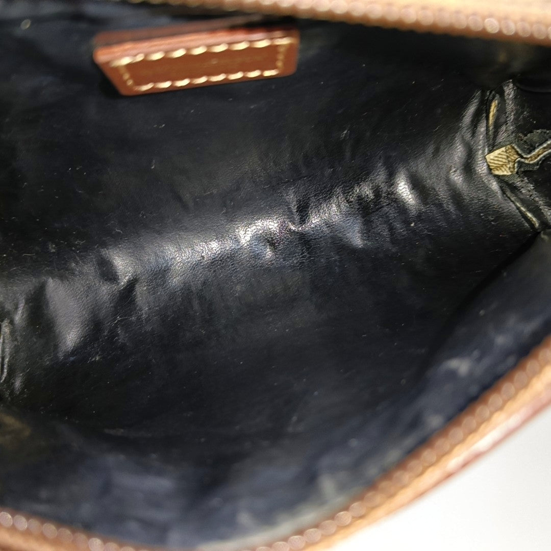 Coated Canvas Clutch Brown