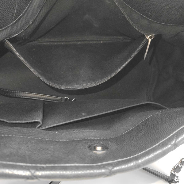 Quilted Grained Calfskin Tote Bag Black
