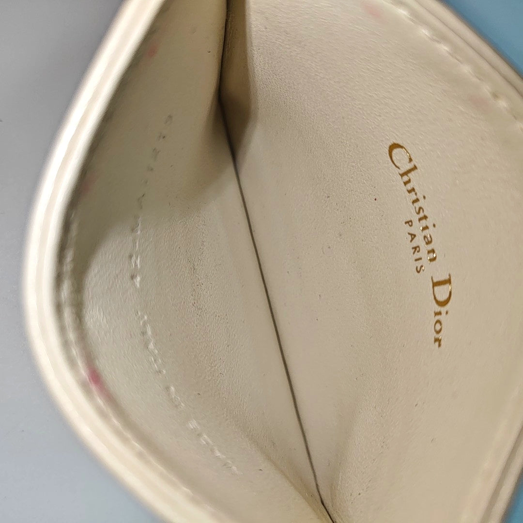 Lady Dior Cannage Calfskin White Card Holder