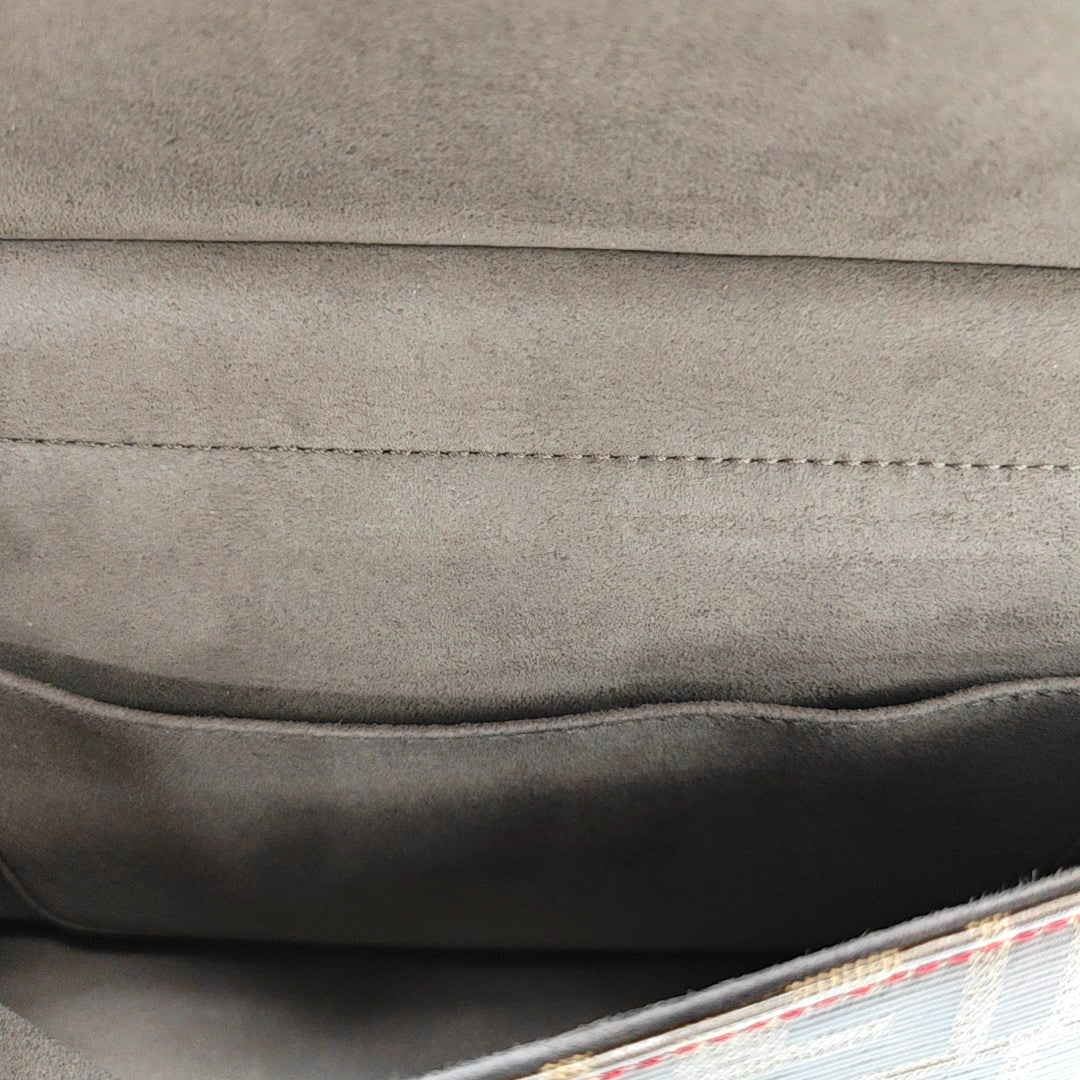 Coated Canvas Shoulder Bag Brown