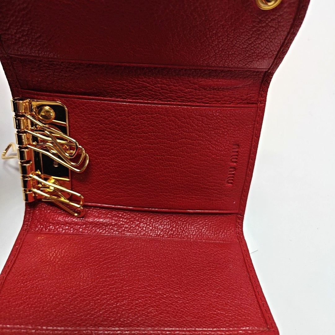 Leather Key Pouch Red