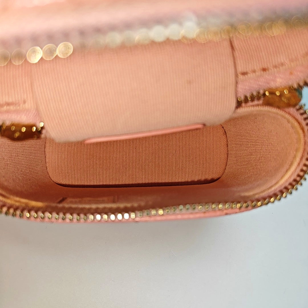 VANITY CASE Mini Quilted Grained Calfskin Pink