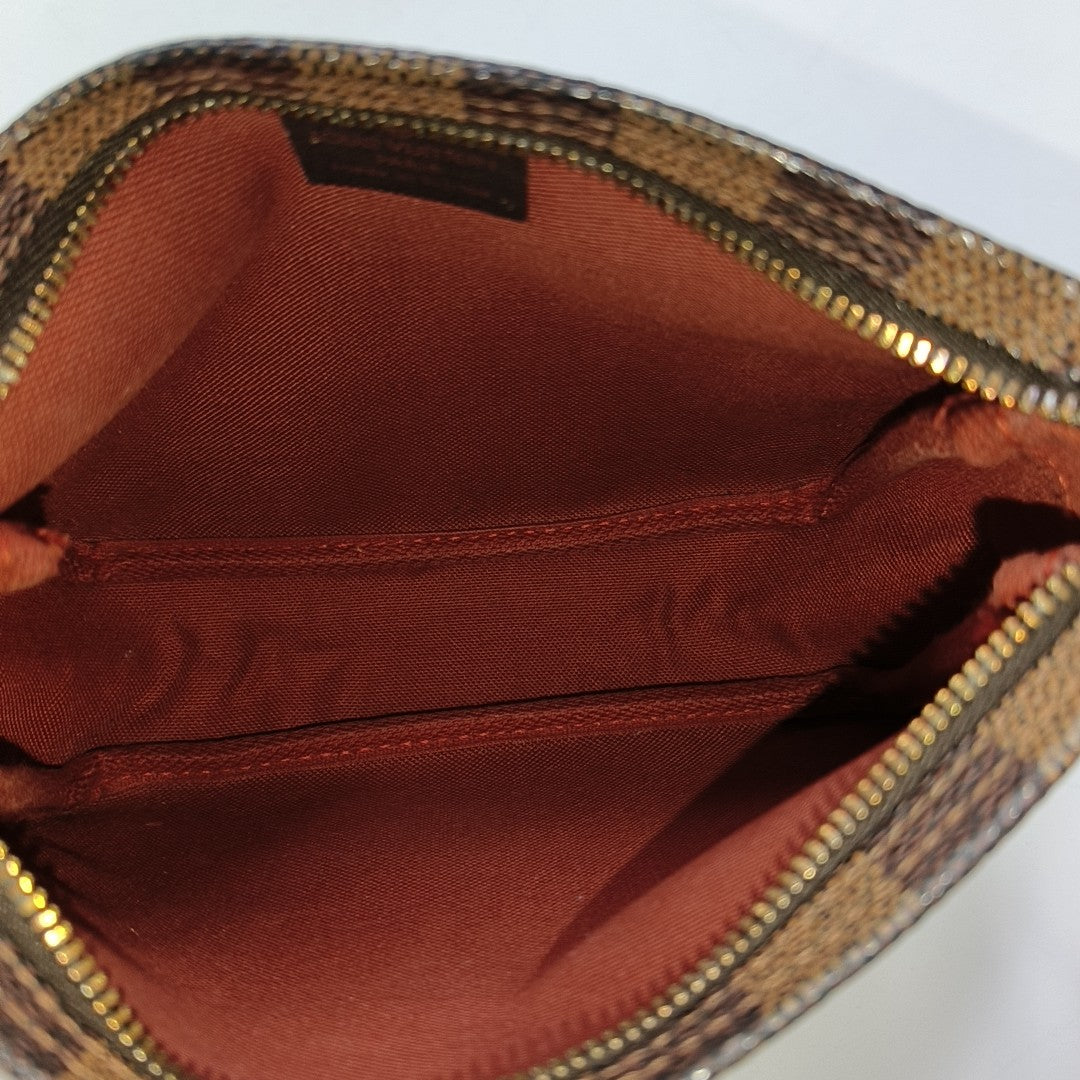 TROUSSE MAKE UP Damier Ebene Coated Canvas Brown