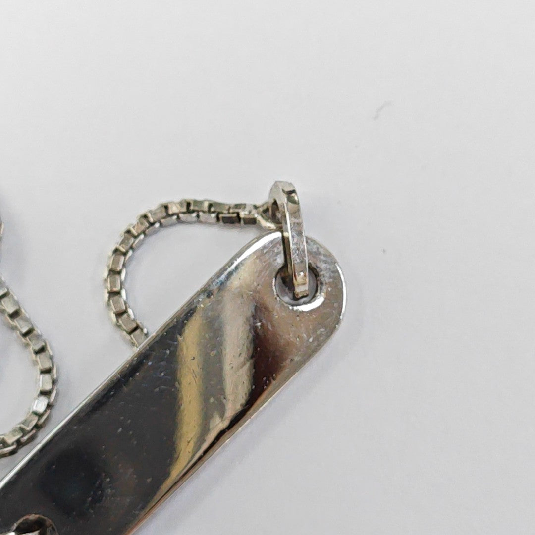 Dog Tag Metal Silver Necklace