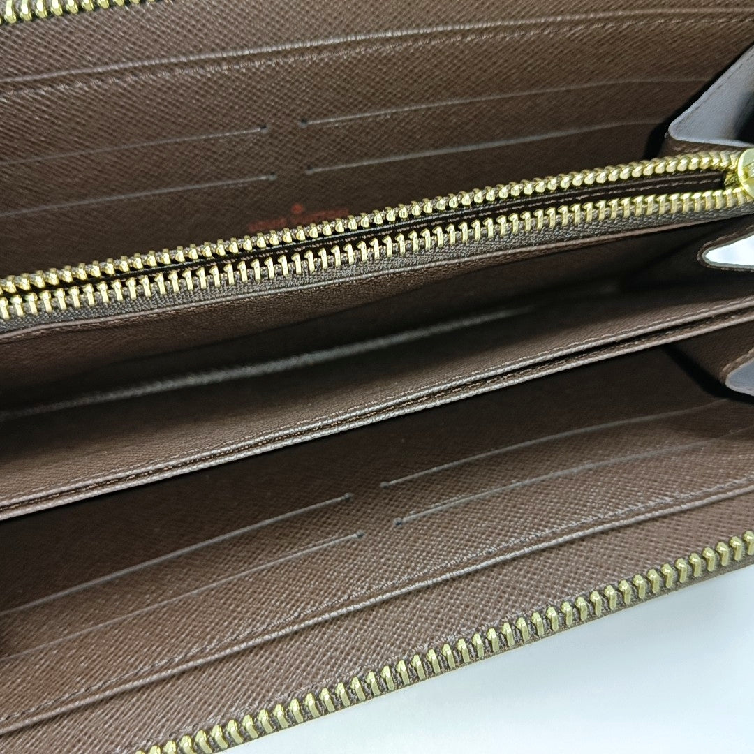 ZIPPY Damier Ebene Coated Canvas Brown Wallet