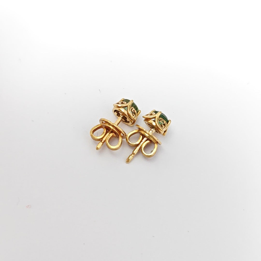 18k Gold Green Stud Earrings
