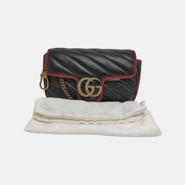 GG Marmont Super Mini Quilted Calfskin Black