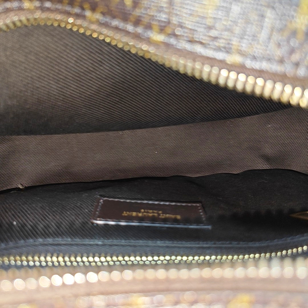 Coated Canvas Shoulder Bag Brown
