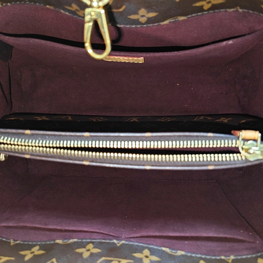 MONTAIGNE MM Monogram Coated Canvas Brown