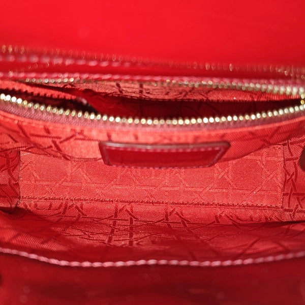 Lady Dior Mini Cannage Patent Leather Red