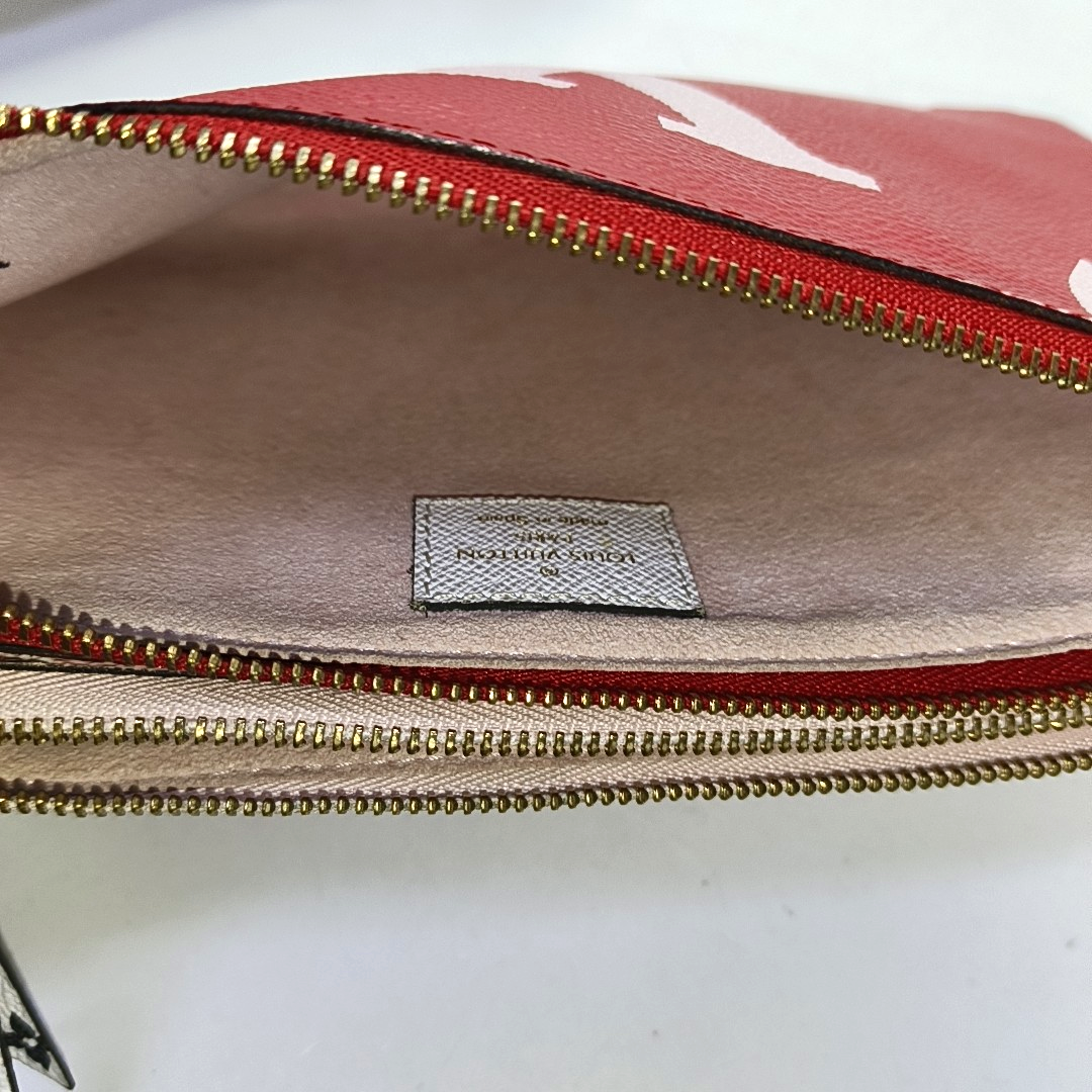 DOUBLE ZIP Monogram Coated Canvas Red