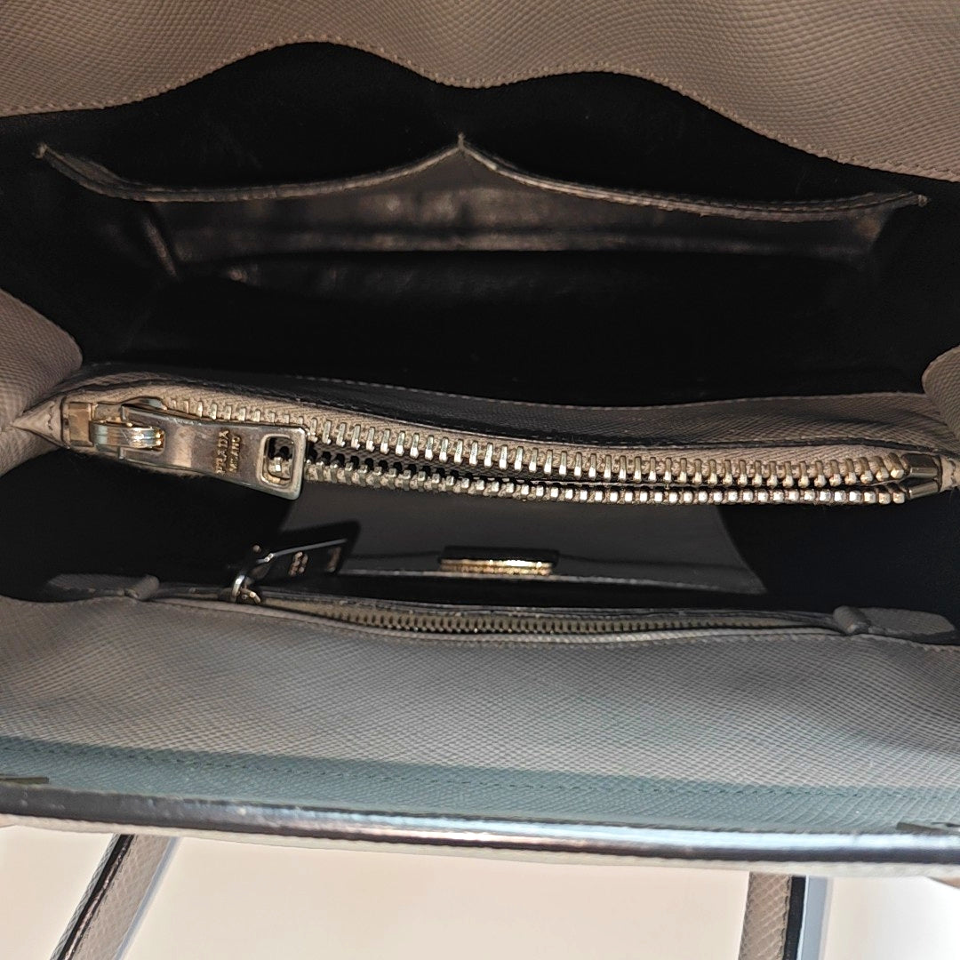 Double Medium Saffiano Calfskin Gray