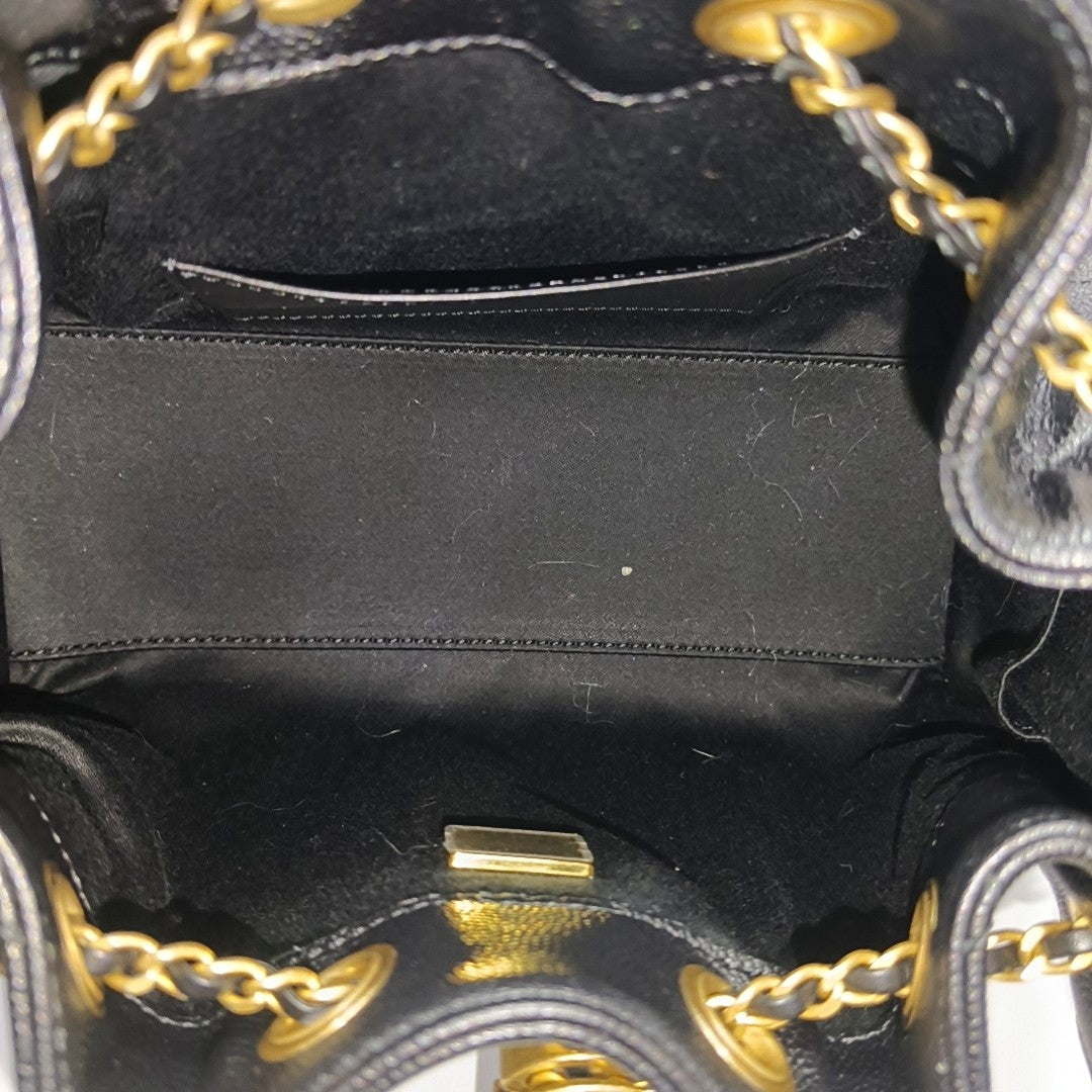CHANEL 25 Mini Quilted Grained Calfskin Black