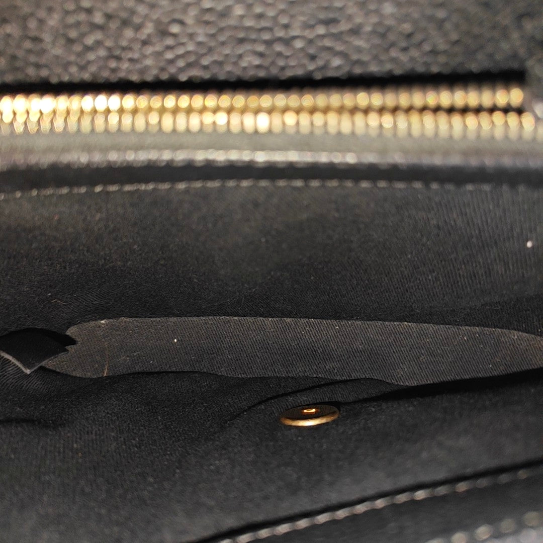 Quilted Grained Calfskin Shoulder Bag Black