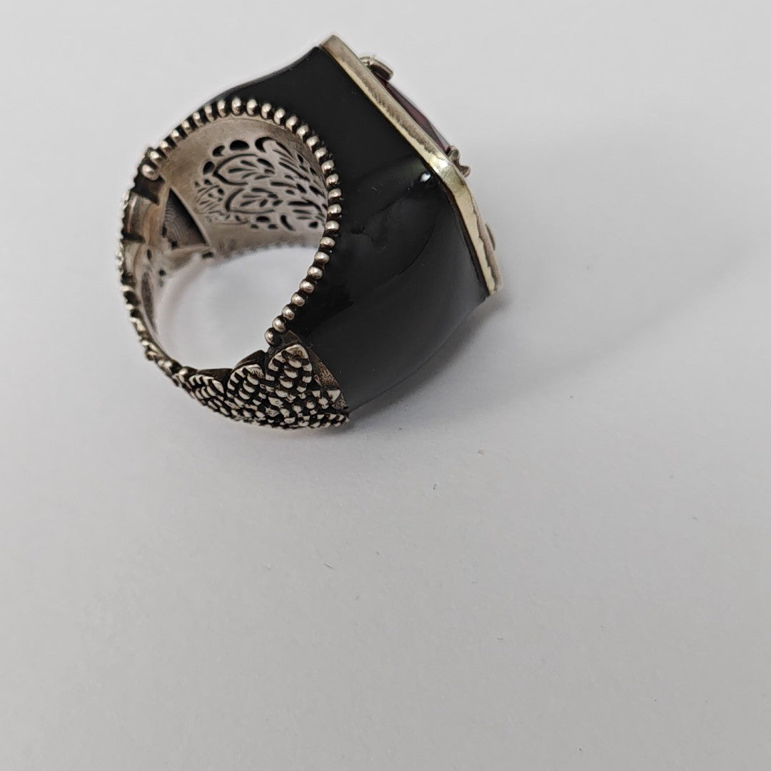 925 Sterling Silver Red Ring HK 12
