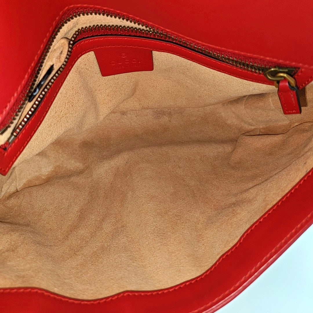 GG Marmont Medium Quilted Calfskin Red