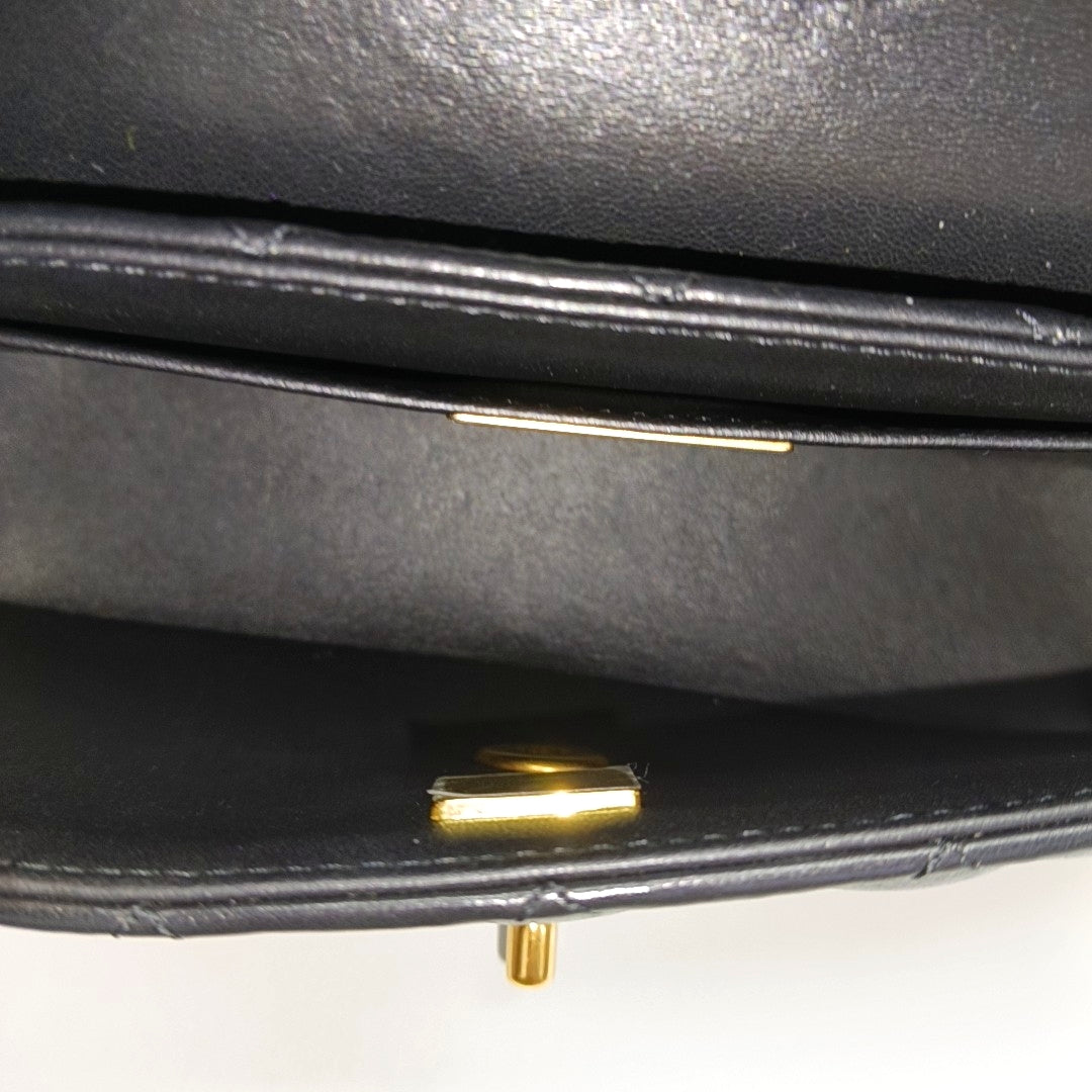 Quilted Lambskin Shoulder Bag Black