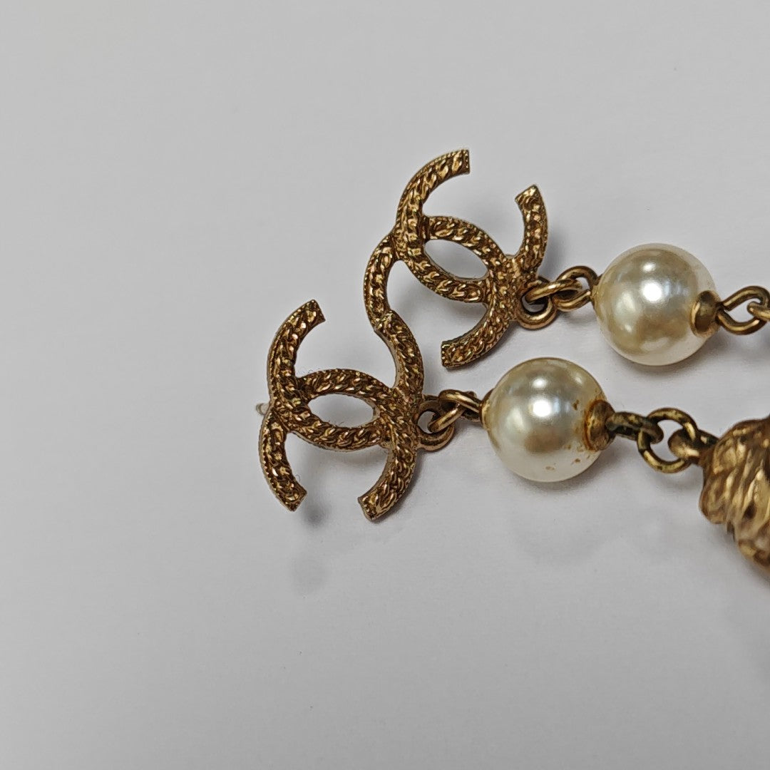 CC Logo Metal Gold Earrings