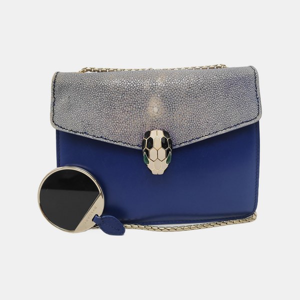 SERPENTI FOREVER Small Stingray Leather Blue