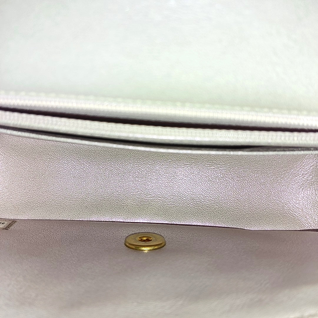 Quilted Lambskin Shoulder Bag White