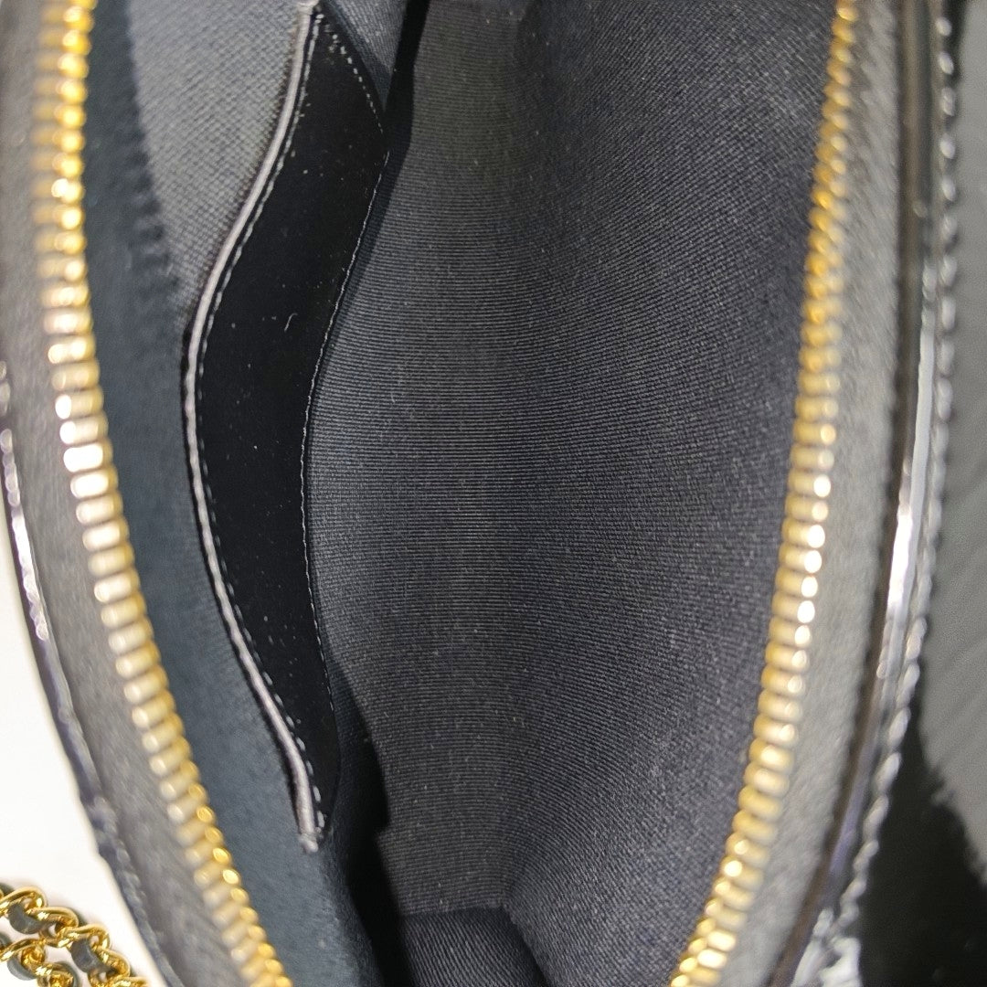 Quilted Patent Leather Shoulder Bag Black