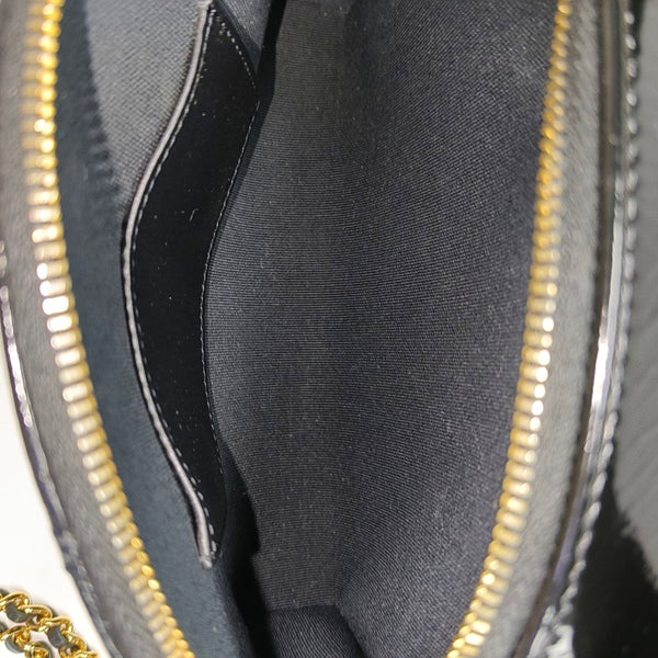 Quilted Patent Leather Shoulder Bag Black